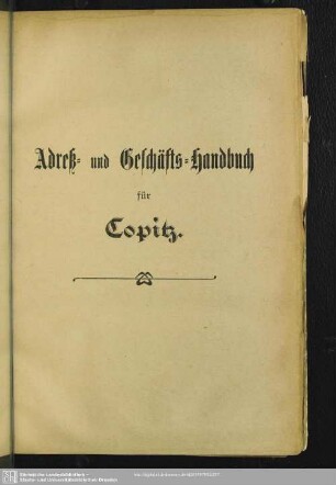 Adreß- und Geschäfts-Handbuch für Copitz