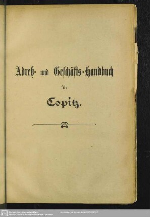 Adreß- und Geschäfts-Handbuch für Copitz