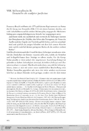 VIII. Stilbewußtsein II: Donatello als sculptor perfectus