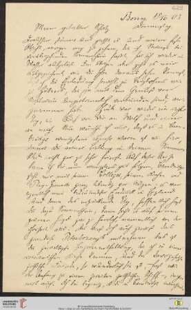Heid. Hs. 3484,629: Brief von Eberhard Gothein an Marie Luise Gothein