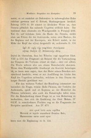 Ueber fragmentarisch erhaltene Tragödien des Euripides