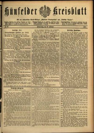 Ausgabe vom Donnerstag, den 22. Februar 1912.
