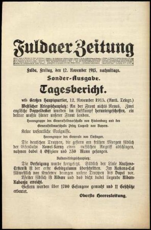 Ausgabe vom Freitag, den 12. November 1915.