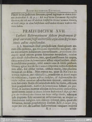 Praeiudicium XVII. Lutheri Reformationem saltem prodromum & quasi auroram fuisse universalis cuiusdam Reformationis adhuc expectandae