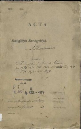 Kirchenbuchduplikate der katholischen Gemeinde (H 1863-1874). (Gemeinde: Katholische Gemeinde )