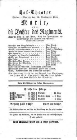 Marie, oder: die Tochter des Regiments