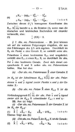 § 7. Abs. rez. Polarenräume.