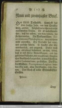 Neun und zwantzigster Brief