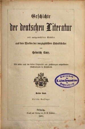Geschichte der deutschen Literatur : mit ausgewählten Stücken aus den Werken der vorzüglichsten Schriftsteller, 3
