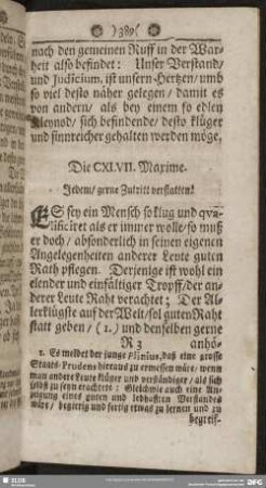 Die CXLVII. Maxime. Jedem, gerne Zutritt verstatten