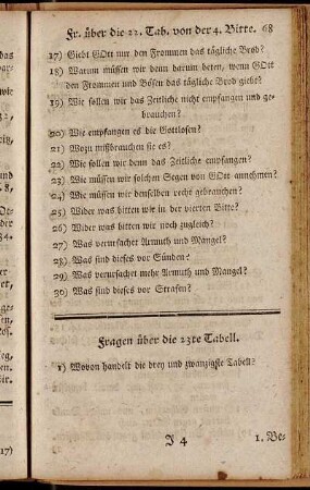 Fragen über die 23te Tabell. - XXIII. Von der fünften Bitte.