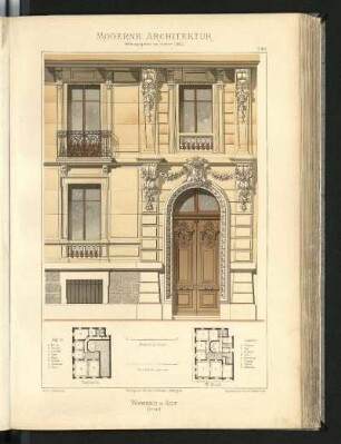 Wohnhaus in Genf. Detail. Urasco, Architekt. Grundriss Parterre u. 3. Stock
