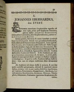 X. Johannes Eberhardus, sive Evert.