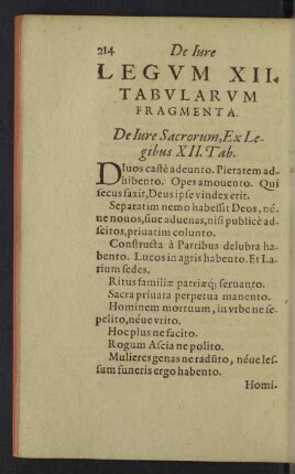 De iure legum XII tabularum fragmenta.