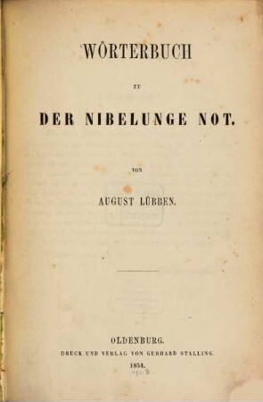 Wörterbuch zu der Nibelunge Not