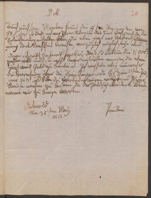 Brief von Pauline (Lippe, Fürstin) an Friedrich Simon Leopold Petri