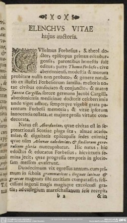 Elenchus Vitae huius auctoris