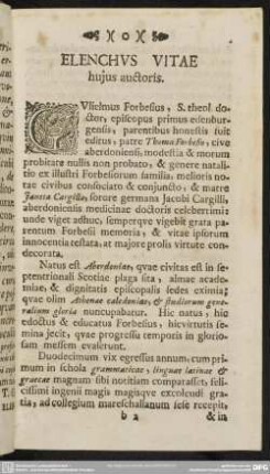 Elenchus Vitae huius auctoris