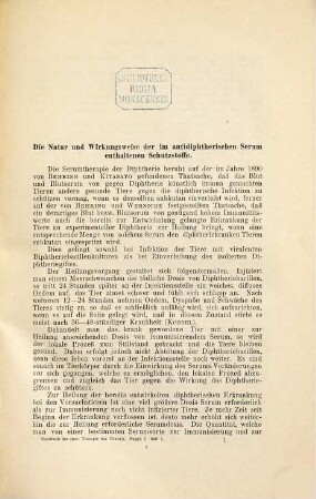 Die Serumbehandlung der Diphtherie