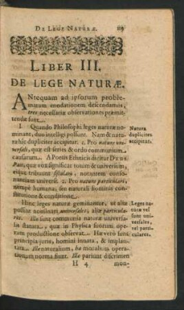 Liber III. De Lege Naturae.
