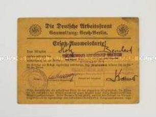 Ersatz-Mitgliedskarte der Deutschen Arbeitsfront