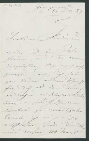 Brief an Ferdinand Schumann : 15.07.1889