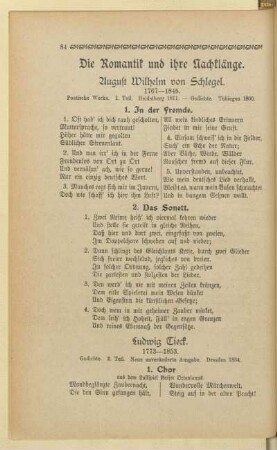Die Romantik und ihre Nachklänge.