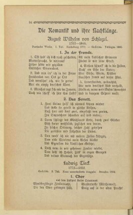 Die Romantik und ihre Nachklänge.