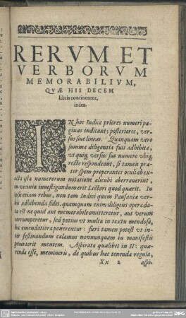 Rerum Et Verborum, Memorabilium, Quae His Decem libris continentur, index