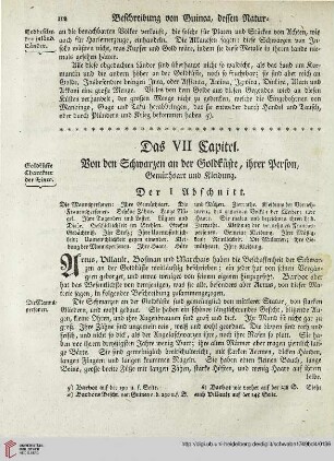 Das VII. Kapitel: Von den Schwarzen an der Goldkueste, ihrer Person, Gemuethsart und Kleidung