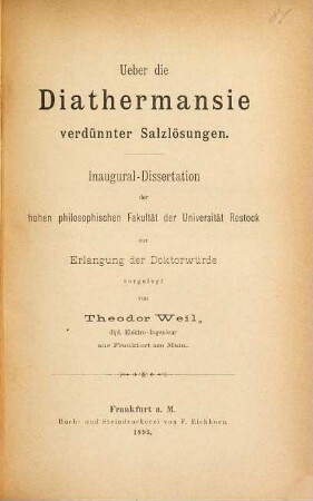 Ueber die Diathermansie verdünnter Salzlösungen