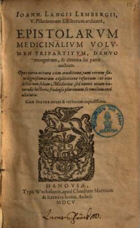 Epistolarum medicinalium volumen tripartitum