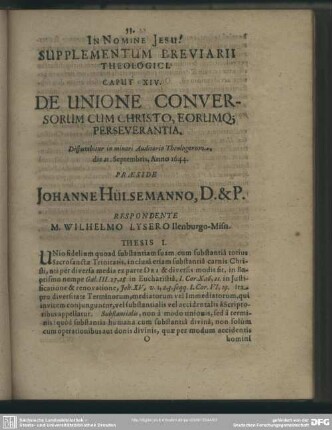 Caput XIV. De Unione Conversorum Cum Christo, Eorumq[ue] Perseverantia