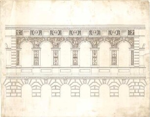 Neureuther, Gottfried von; München; Königlich - Bayerische Polytechnische Schule (TU) - Fassade Nordflügel (Teilansicht)