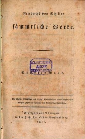 Friedrich von Schillers sämmtliche Werke, Sechster Band. Geschichte des dreyßigjährigen Kriegs