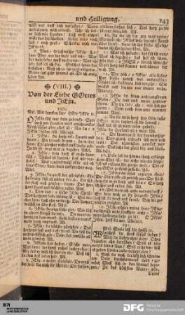 VIII. Von der Liebe Gottes und Jesu.