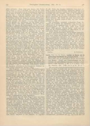336-339 [Rezension] Loofs, Friedr., Leontius von Byzanz und die gleichnamigen Schriftsteller der griechischen Kirche. 1. Buch: Das Leben und die polemischen Werke des Leontius v. B