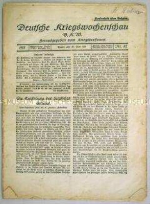 Mitteilungsblatt des Kriegspresseamtes über Belgien