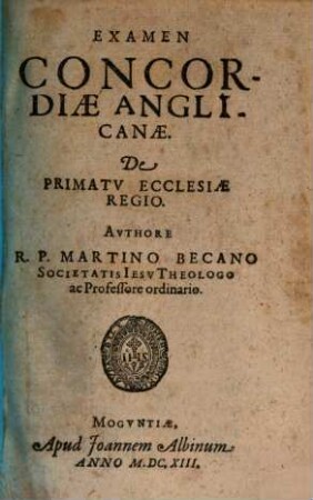 Examen Concordiae Anglicanae, De Primatv Ecclesiae Regio