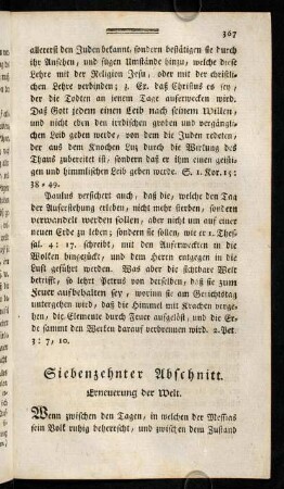 367-383, Siebenzehnter Abschnitt. Erneuerung der Welt.