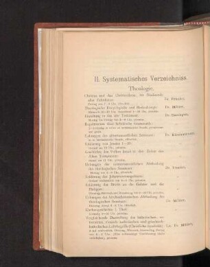 II. Systematisches Verzeichniss.