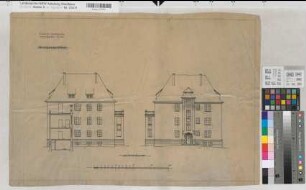 Coesfeld (Coesfeld) Lehrerseminar Dienstgebäude Seitenansichten (1911) 1 : 100 44 x 68 Zeichnung Staatshochbauamt Münster
