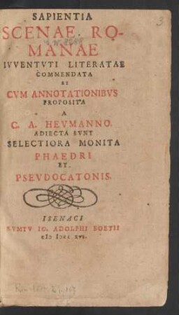 Sapientia Scenae Romanae Ivventuti Literatae