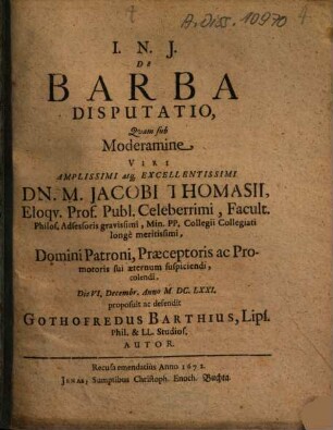 Disputatio de barba