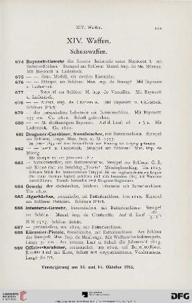 XIV. Waffen (Nr. 674-745)