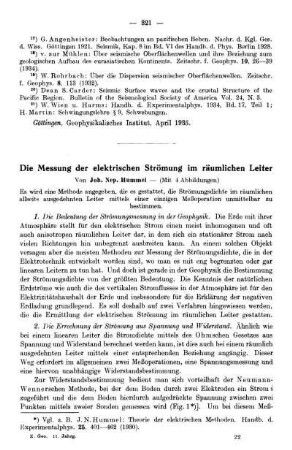 Die Messung der elektrischen Strömung im räumlichen Leiter