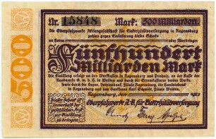 Geldschein / Notgeld, 500 Milliarden Mark, 1923