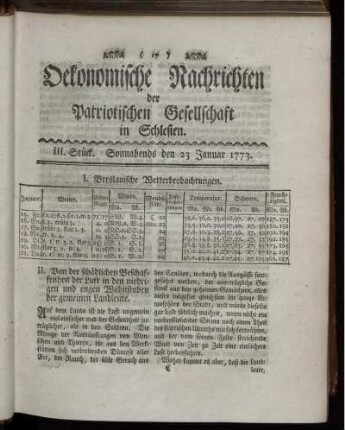 III. Stück. Sonnabends den 23 Januar 1773.