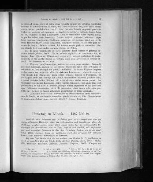 Hansetag zu Lübeck. - 1487 Mai 24.