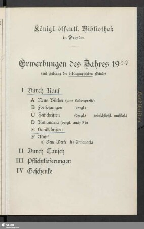 Handschriften - Erwerbungen des Jahres 1904 [1-13]